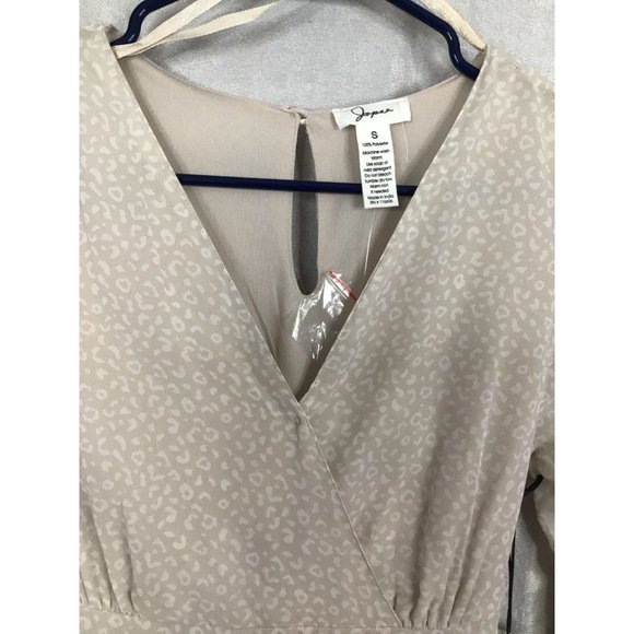 Japna Small A-Line Mini Dress Long Balloon Sleeve Layered Lined Tie Back V-Neck - Picture 3 of 12